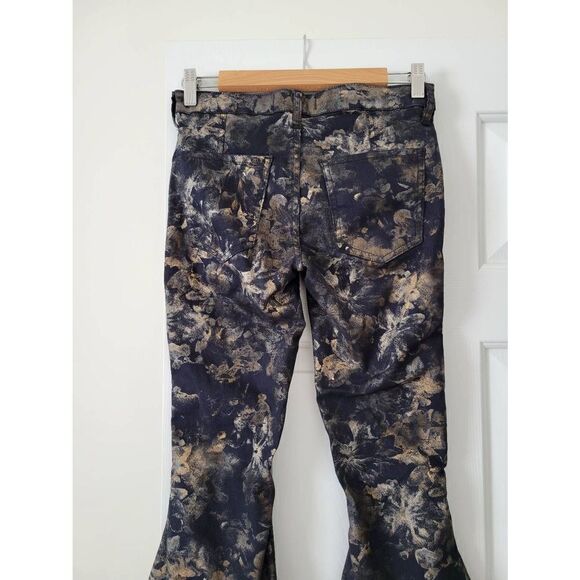 Free People Inferno Flare Bronze Combo Abstract Floral Pants 26 NWOT - Picture 9 of 11